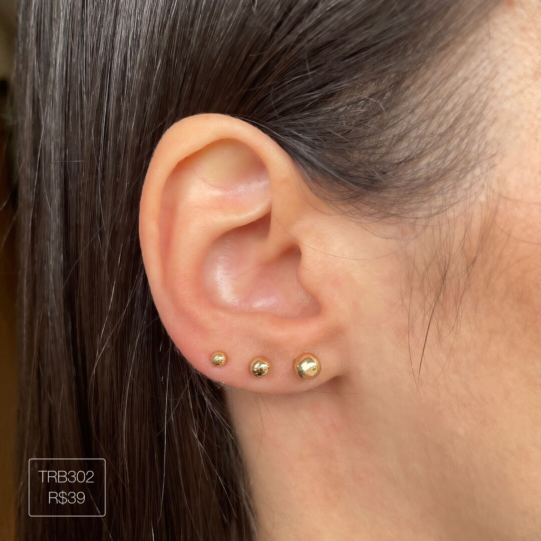 Trio de Bolinhas Liso Dourado